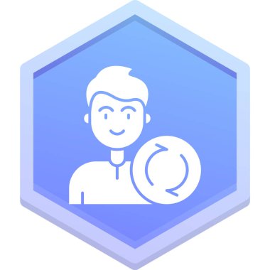 Kalkan ikonlu adam. Web için kalkan vektör simgelerine sahip insanın özet çizimi