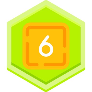 Düz biçimli altı numaralı etiket simgesi beyaz üzerine izole edilmiş vektör çizimi