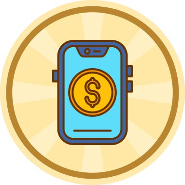 Mobil bankacılık simgesi. taslak mobil ödeme vektör simgeleri rengi düz izole