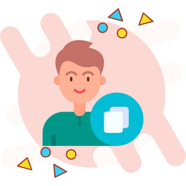 Sosyal medya simgelerine sahip adam