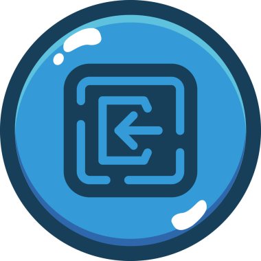 Mavi düğmenin yuvarlak simgesinin vektör çizimi