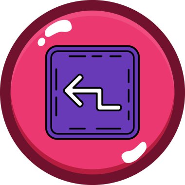 Bir karikatür ve kırmızı ve mor simge düğmesinin vektör çizimi