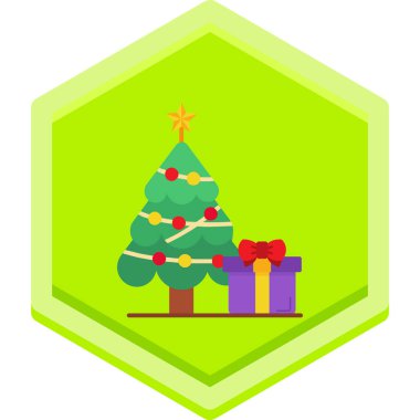 Hediyeli noel ağacı, Noel süslemesi vektör çizimi tasarımı