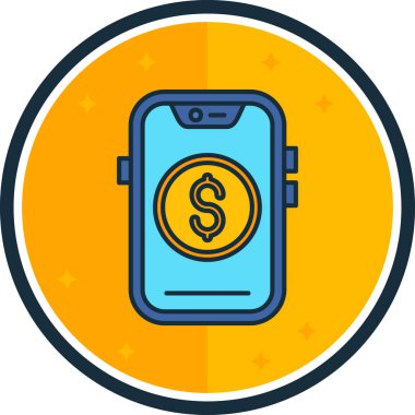 Dolar simgesi olan akıllı telefon, vektör illüstrasyon tasarımı