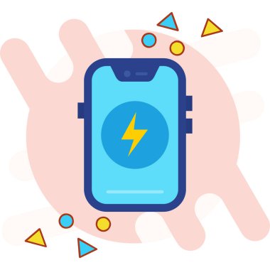 Pili ve yıldırım vektör çizimine sahip akıllı telefon