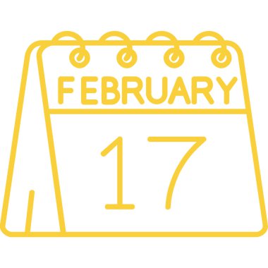 17 Şubat takvim simgesi, tek satır simgesi tasarımı, günlük tarih