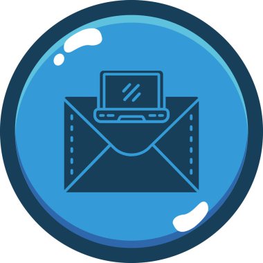 dizüstü bilgisayar e- posta simgesi doldurulmuş ana hatlar biçiminde