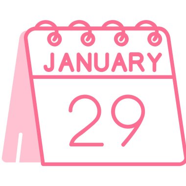 29 Ocak 'ta. Aylık ve takvim tarihli bir çizgi takvimi, kış tarihinin pembe planlama tarzı. Ocak takvimindeki takvim