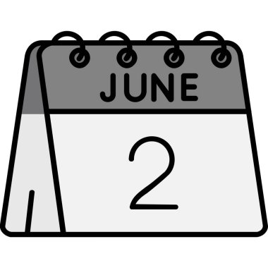 2 Temmuz takvim simgesi, vektör, çizim