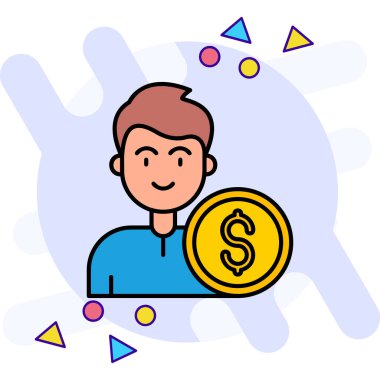 Dolar işareti vektör illüstrasyon tasarımlı adam