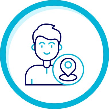 Mavi daireli bir adamın vektör çizimi