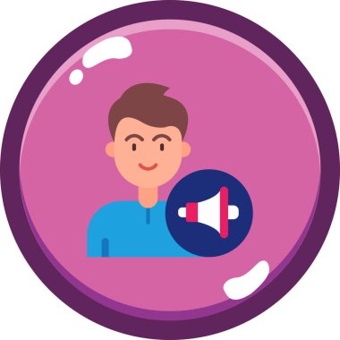 Genç adam megafon vektör çizimi kullanıyor
