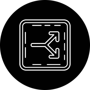 Yol işaretinin siyah beyaz ikonunun vektör çizimi