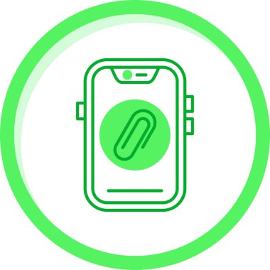 Beyaz arkaplanda izole edilmiş kulaklık simgesi olan yeşil çizgi akıllı saat. Kablosuz cihaz. vektör illüstrasyonu.