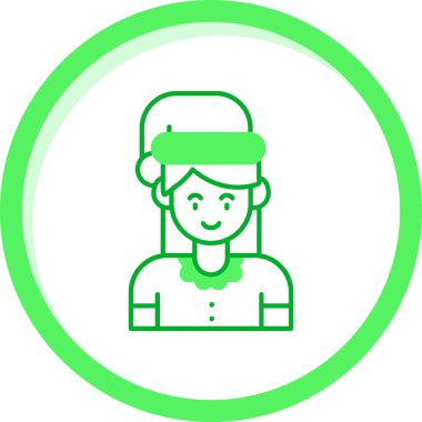 Şapka ve şapka ikonlu kadın avatarı, çizgi tarzı