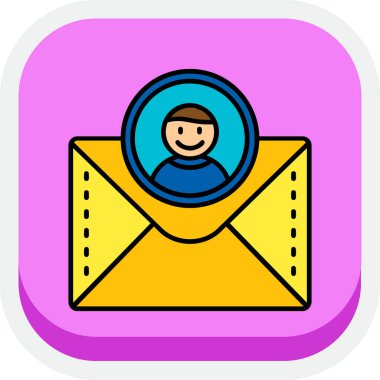 Zarfta bir mektup, mesaj harfi simgesi. vektör tasarımı illüstrasyonu