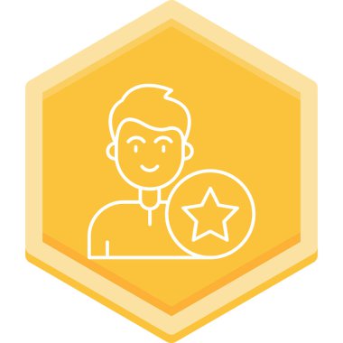 bir yıldız simgesi ile avatar adam, çizgi biçimi çizimi illüstrasyonuName