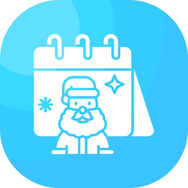 Ana hatları doldurulmuş Noel Baba simgesi beyaz arka planda izole edilmiş. Noel Baba, Noel Baba, Mutlu Noeller ve Yeni Yıl. vektör.