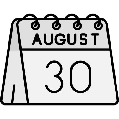 takvim Ağustos simgesi, düz tasarım biçimi