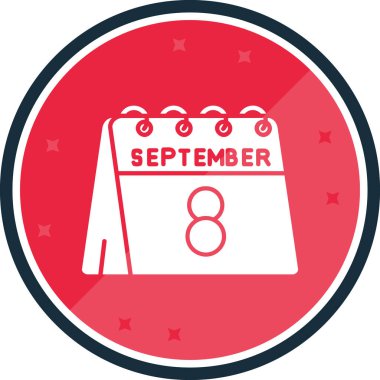 Eylül takvim simgesi tasarımı, vektör illüstrasyonu 8 grafik vektörü