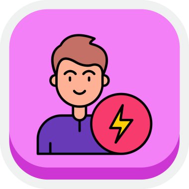 Gücü olan bir çizgi film karakterinin vektör çizimi