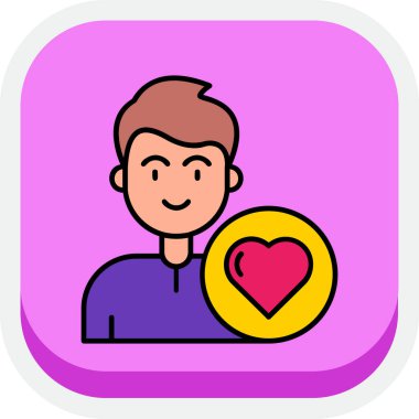 Kalbi ve sosyal medya vektör illüstrasyonu olan bir adam