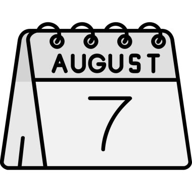 Takvim Ağustos simgesi, vektör illüstrasyonu