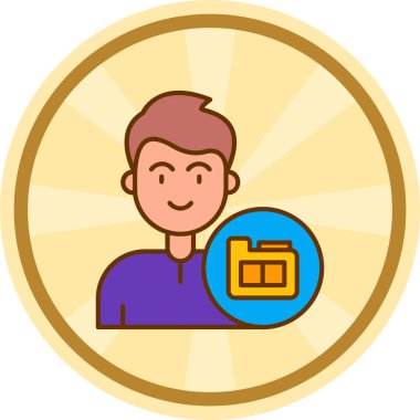 Bir adam ve bir madeni paranın vektör çizimi