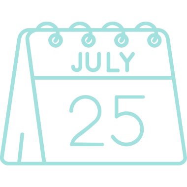 24 Temmuz ikonu, günlük takvim tasarımlı tek takvim. vektör illüstrasyonu