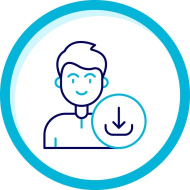 Konuşma baloncuğu çizgisi ikonu olan adam. Gülümseyen bir insan. İnsani duygular. Olumsuz duygular, olumsuz ve olumsuz sembol. izole resim