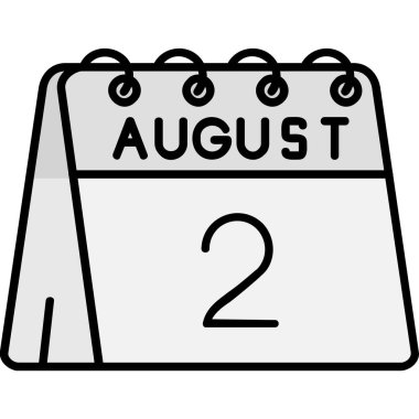 Ağustos 2 ve, tek takvim simgesi tarih, takvim simgesi, vektör biçimi.