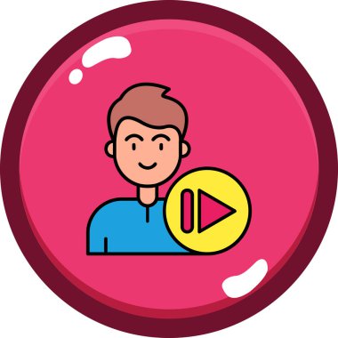 Beyaz arkaplan üzerinde baloncuk simgesi olan avatar adam, vektör illüstrasyonu