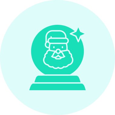 Siyah çizgi Noel Baba ikonu beyaz arka planda izole edilmiş. Mutlu noeller ve mutlu yıllar. Yeşil yuvarlak balon. vektör.