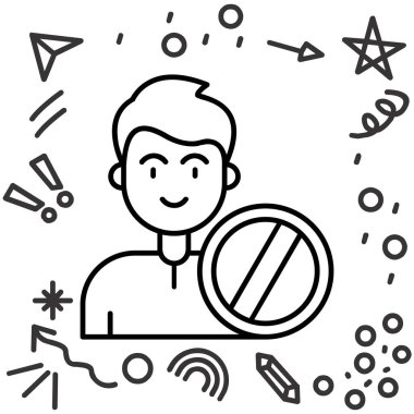 Akıllı telefon simgesi olan adam, vektör illüstrasyonu