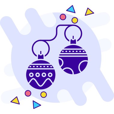 Beyaz arkaplanda izole edilmiş renkli noel topu simgesi. Noel balosu ve mutlu yıllar. Değişken rastgele dinamik şekiller. vektör illüstrasyonu