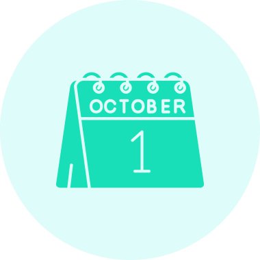 Tek bir günlük takvim simgesinde 1 Ekim tarihi