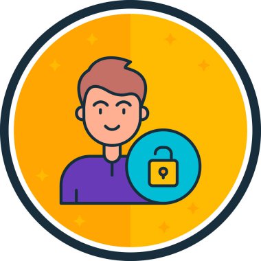 Asma kilit vektör çizimi olan bir adam