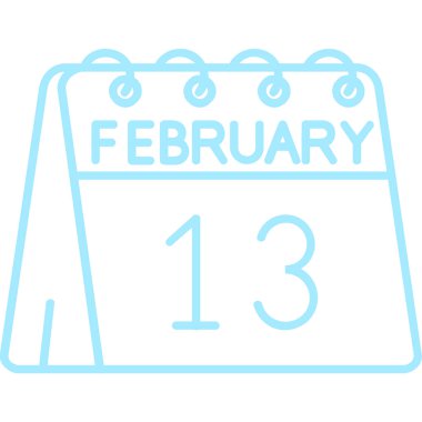 13 Şubat 'ta. Ayın takvim simgesi, bir tarih, Şubat ayının Şubat ayı, bir kış ayı takvimi