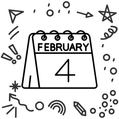 1 Şubat satır simgesi, vektör illüstrasyonu