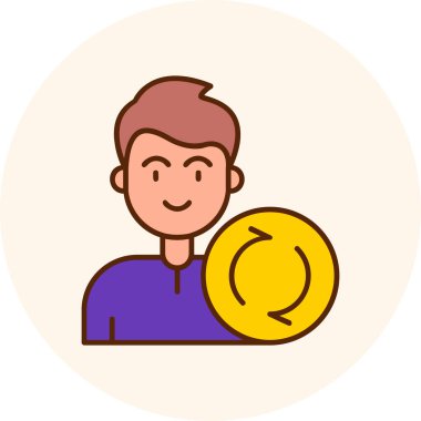 Bozuk parası ve balonu olan bir adamın vektör çizimi