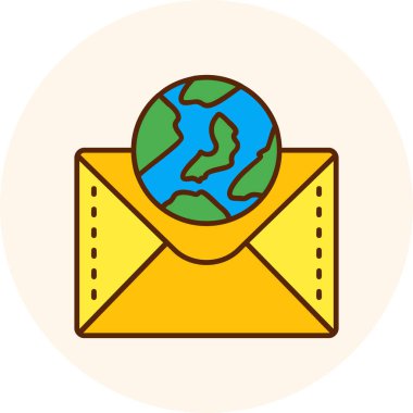 Toprak küresi ikonu. Yeryüzü vektör simgesinin ana hatları düz izole