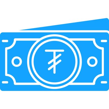 Ödeme simgesi. Vektör stili yuvarlak açıları, kobalt rengi, beyaz arka plan ile düz ikonik sembolü.