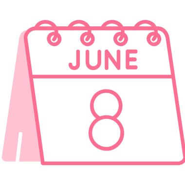 8 Haziran takvim simgesi tasarım vektörü illüstrasyonu