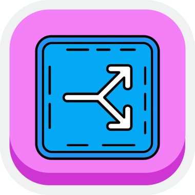 Mavi arkaplanda ana çizgi ok simgesi izole edildi. yön sembolü işareti. Navigasyon işaretçisi işareti. Turkuaz kare düğme. vektör.