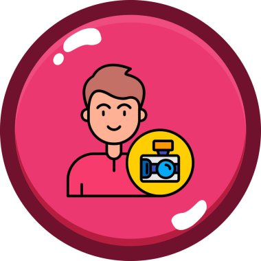 Kamera simgesi olan fotoğrafçı, vektör illüstrasyonu