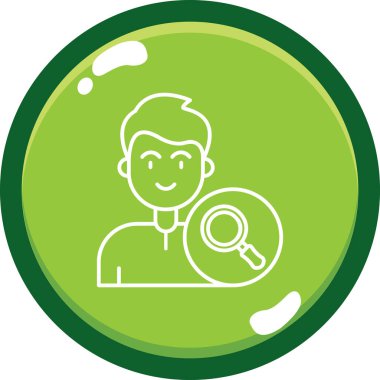 Büyüteci olan bir adamın vektör çizimi. İnternet için arama.