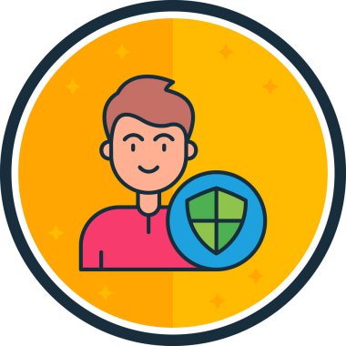 Çemberde çapraz ikonlu bir yıldız taşıyan bir adamın vektör çizimi