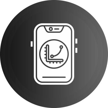 Beyaz arkaplanda akıllı saat simgesi olan siyah çizgi akıllı saat. Çember düğmesi. vektör illüstrasyonu