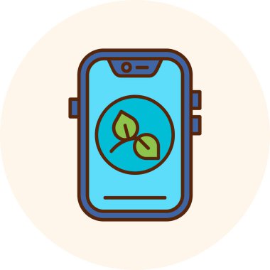 Yaprak simgesi olan akıllı telefonun vektör çizimi