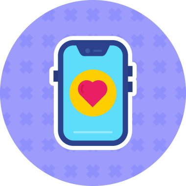 Aşk simgesi vektör illüstrasyonlu akıllı telefon